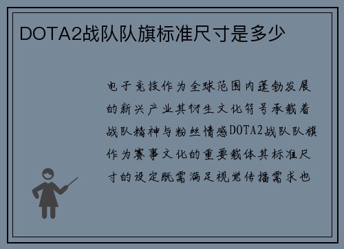 DOTA2战队队旗标准尺寸是多少